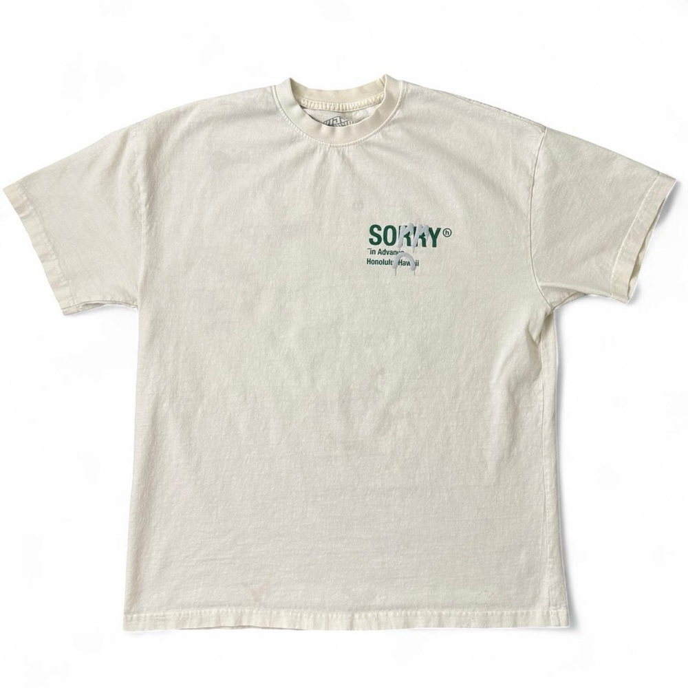 Hidden NY Sorry In Advance Honolulu Hawaii T-Shirt Cream Cotton Mens Size Large